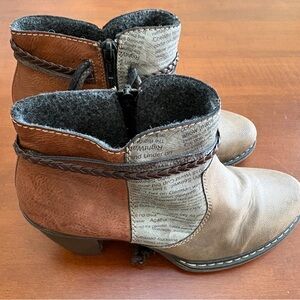 Rieker Brown and Tan Ankle Boots with Textured Design size 39